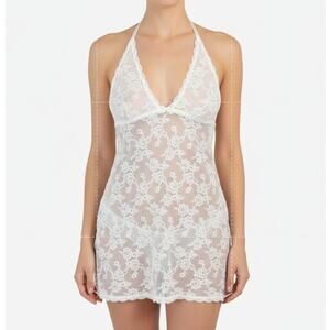 Victoria’s Secret Lace Chemise Slip (White) Halter Lingerie Size Medium babydoll
